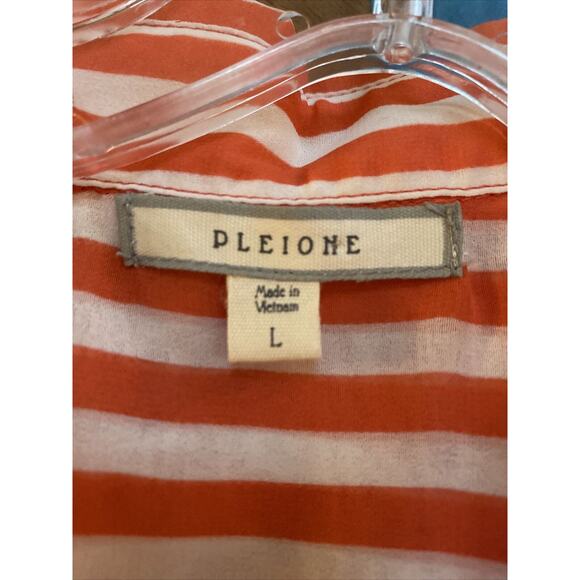 Pleione Tie Front Top Orange & White Sheer Size L - Picture 3 of 4